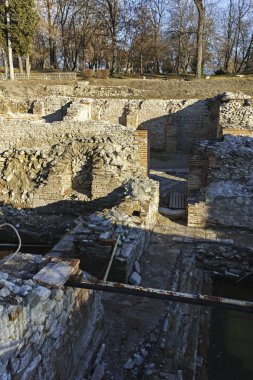 Gün batımı görünümü antik termal banyoları, Diocletianopolis, Hisarya kasaba, Plovdiv Bölge, Bulgaristan