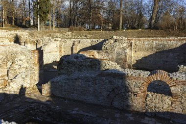 Gün batımı görünümü antik termal banyoları, Diocletianopolis, Hisarya kasaba, Plovdiv Bölge, Bulgaristan