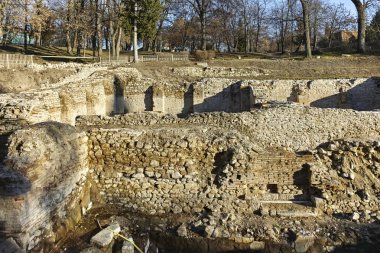 Gün batımı görünümü antik termal banyoları, Diocletianopolis, Hisarya kasaba, Plovdiv Bölge, Bulgaristan