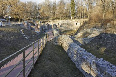 Gün batımı görünümü antik termal banyoları, Diocletianopolis, Hisarya kasaba, Plovdiv Bölge, Bulgaristan