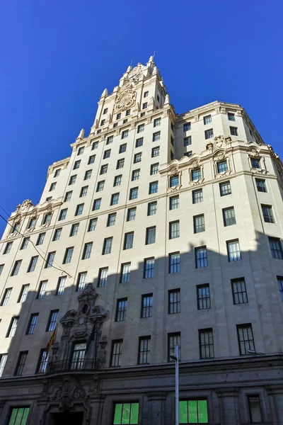 Madrid Espanha Janeiro 2018 Edifício Rua Gran Cidade Madrid Espanha — Fotografia de Stock