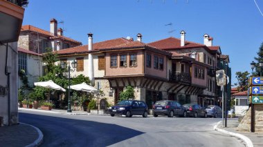 Arnea, Chalkidiki, Yunanistan - 23 Temmuz 2012: Eski evleri şehir Arnea,, Chalkidiki, Orta Makedonya, Yunanistan