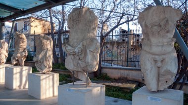 Antik heykel Atina Akropol, Attica, Yunanistan