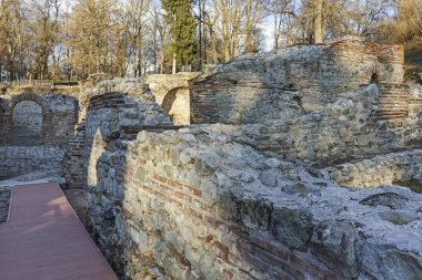 Gün batımı görünümü antik termal banyoları, Diocletianopolis, Hisarya kasaba, Plovdiv Bölge, Bulgaristan