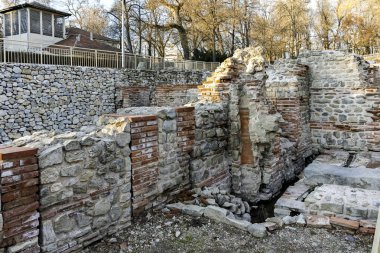 Gün batımı görünümü antik termal banyoları, Diocletianopolis, Hisarya kasaba, Plovdiv Bölge, Bulgaristan