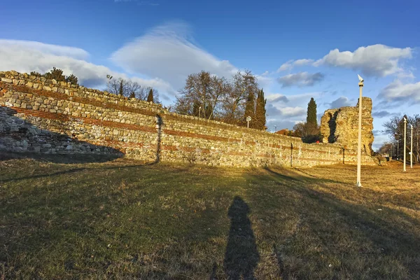 Vista Pôr Sol Ruínas Fortificações Antiga Cidade Romana Diocletianópolis Cidade — Fotografia de Stock