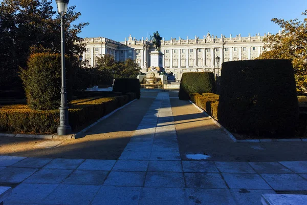 Madrid Spain January 2018 Morning View Monument Felipe Royal Palace — Stok fotoğraf