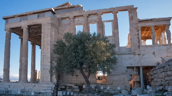 Ruinerna Veranda Karyatider Erechtheion Ett Forntida Grekiska Tempel Akropolis Aten — Stockfoto