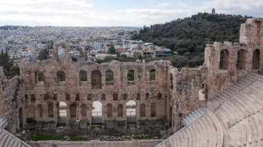 Panoramik Herodes Atticus Odeon Atina'da Akropolis Attica, Yunanistan