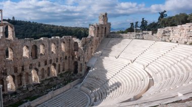 Panoramik Herodes Atticus Odeon Atina'da Akropolis Attica, Yunanistan