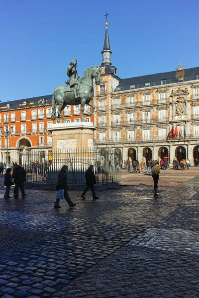 Madrid Spanje Januari 2018 Panoramisch Uitzicht Plaza Mayor Stad Van — Stockfoto