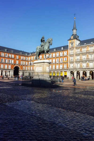 Madrid Spanya Ocak 2018 Panoramik Plaza Mayor Madrid Spanya Şehir — Stok fotoğraf