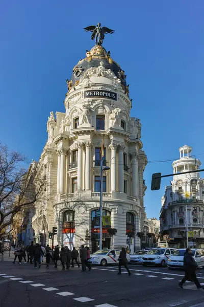 Madrid Spanya Ocak 2018 Gran Metropolis Bina Şehir Madrid Spanya — Stok fotoğraf