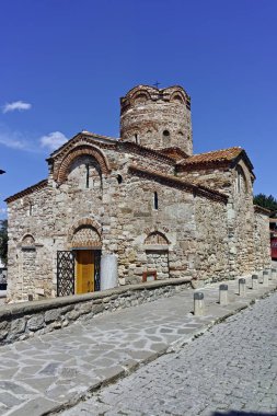 Nessebar, Bulgaristan - 12 Ağustos 2018: Yaz görünümü, antik Kilisesi, Saint John the Baptist kasaba, Nessebar, Burgaz bölge, Bulgaristan