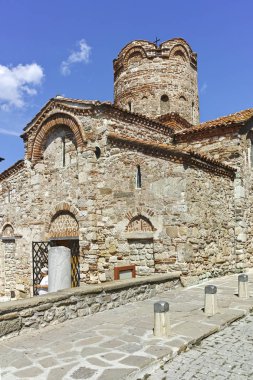 Nessebar, Bulgaristan - 12 Ağustos 2018: Yaz görünümü, antik Kilisesi, Saint John the Baptist kasaba, Nessebar, Burgaz bölge, Bulgaristan