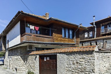 Nessebar, Bulgaristan - 12 Ağustos 2018: Tipik sokak eski kasaba Nessebar, Burgaz bölge, Bulgaristan