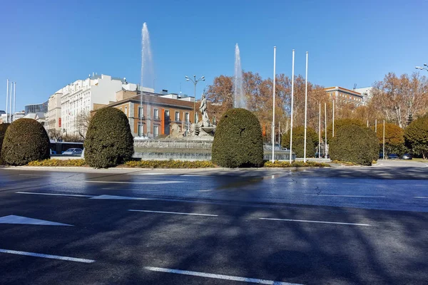 Madrid Spanya Ocak 2018 Neptuno Çeşme Şehir Madrid Spanya — Stok fotoğraf