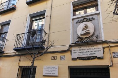 Madrid, İspanya - 22 Ocak 2018: Cervantes Madrid şehir, İspanya, House