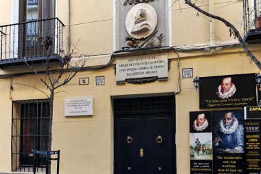 Madrid, İspanya - 22 Ocak 2018: Cervantes Madrid şehir, İspanya, House