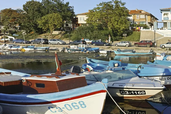 ブルガリア ブルガス地域ソゾポル ポートにボートとソゾポル ブルガリア 2018 サンセット ビュー — ストック写真