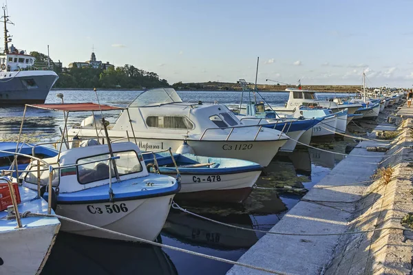 Sozopol Bulgaria August 2018 Sunset View Boat Port Sozopol Burgas — Stock Photo, Image