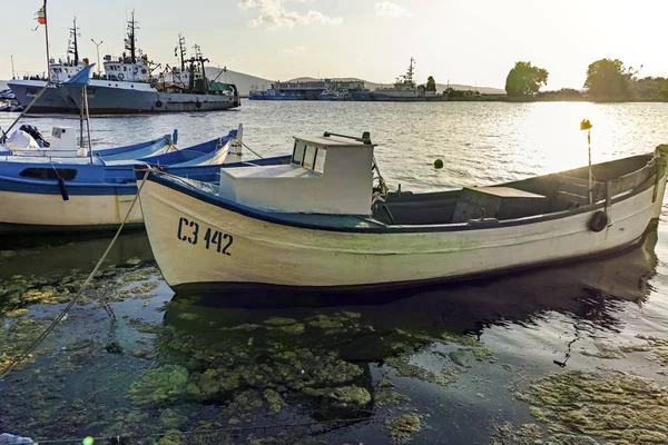 Sozopol Bulgaria August 2018 Sunset View Boat Port Sozopol Burgas — Stock Photo, Image