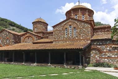 Ustrumca şehir, Kuzey Makedonya Cumhuriyeti yakınındaki Vodoca Manastırı Saint Leontius binasında Ortaçağ