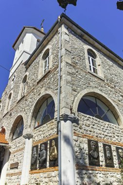 Nesebar, Bulgaristan - 12 Ağustos 2018: Dormition Ortodoks Kilisesi, Theotokos Nessebar kasaba, Burgaz bölge, Bulgaristan