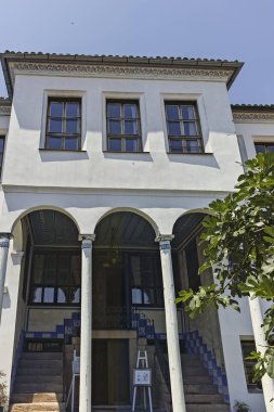 Plovdiv, Bulgaristan - 5 Temmuz 2018: Tipik sokak cobblestones eski şehir şehir Plovdiv, Bulgaristan