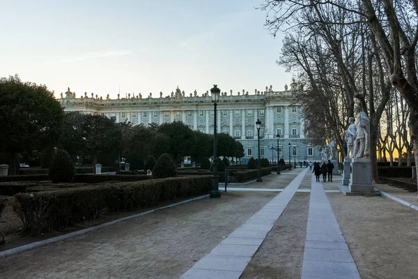 Madrid Spanya Ocak 2018 Spanya Kraliyet Sarayı Nın Cephesinin Gün — Stok fotoğraf