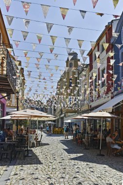 Plovdiv, Bulgaristan - 5 Temmuz 2018: Sokak ve evler bölgesinde Kapana, şehir Plovdiv, Bulgaristan 