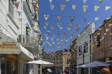 Plovdiv, Bulgaristan - 5 Temmuz 2018: Sokak ve evler bölgesinde Kapana, şehir Plovdiv, Bulgaristan 