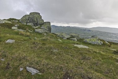 Cherni Vrah tepe, Sofya şehir bölge, Bulgaristan'dan Vitosha Mountain yeşil tepeler ile Panorama