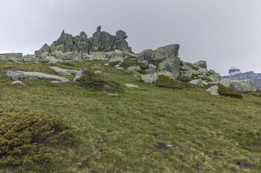 Cherni Vrah tepe, Sofya şehir bölge, Bulgaristan'dan Vitosha Mountain yeşil tepeler ile Panorama
