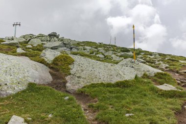 Cherni Vrah tepe, Sofya şehir bölge, Bulgaristan'dan Vitosha Mountain yeşil tepeler ile Panorama