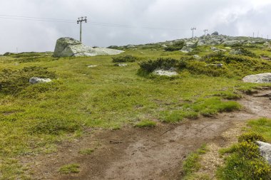 Cherni Vrah tepe, Sofya şehir bölge, Bulgaristan'dan Vitosha Mountain yeşil tepeler ile Panorama