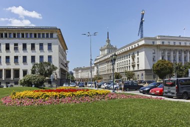 Sofia, Bulgaristan - 12 Temmuz 2018: Panorama Kniaz Alexander kare ben şehir, Sofya, Bulgaristan
