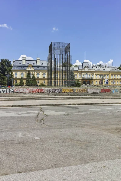 Sofia Bułgaria Lipca 2018 Panorama Kniaz Alexander Plac Mieście Sofia — Zdjęcie stockowe