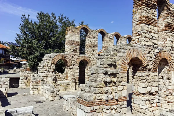 Nessebar Bulgaria August 2018 Ruins Ancient Church Saint Sophia Town — Stock Photo, Image