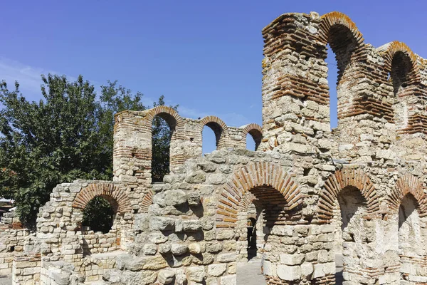 Nessebar Bulgária Agosto 2018 Ruínas Igreja Antiga Santa Sofia Cidade — Fotografia de Stock