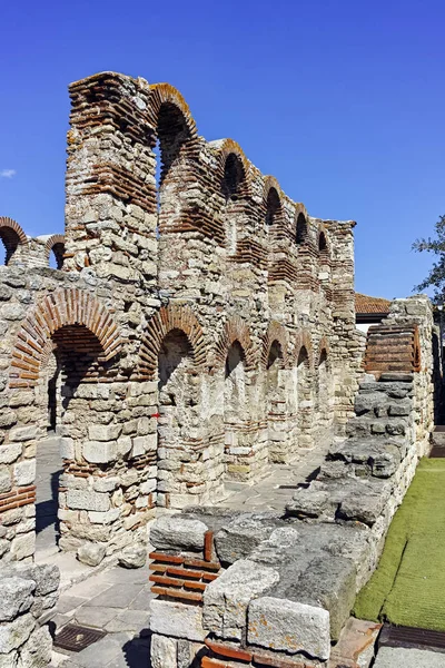 Nessebar Bulgaria August 2018 Ruins Ancient Church Saint Sophia Town — Stock Photo, Image