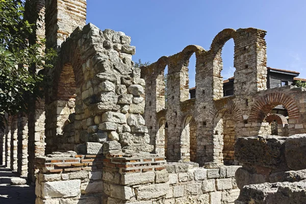 Nessebar Bulgaria August 2018 Ruins Ancient Church Saint Sophia Town — Stock Photo, Image