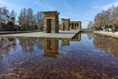Madrid, İspanya - 23 Ocak 2018: görünüm Debod Tapınağı şehir Madrid, İspanya, Amazing
