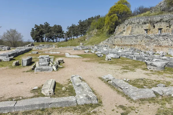 Ερείπια Στον Αρχαιολογικό Χώρο Των Φιλίππων Της Ανατολικής Μακεδονίας Και — Φωτογραφία Αρχείου