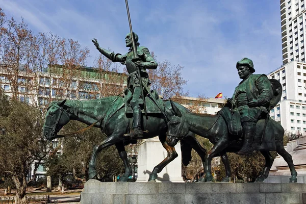 Madrid Spanien Januar 2018 Denkmal Für Cervantes Und Don Quixote — Stockfoto