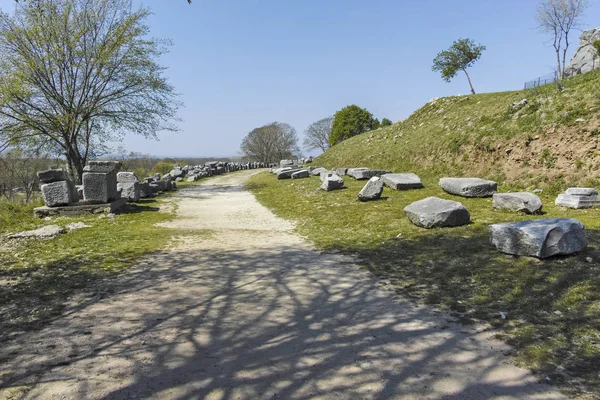 Panorama Das Ruínas Antigas Sítio Arqueológico Filipos Macedónia Oriental Trácia — Fotografia de Stock