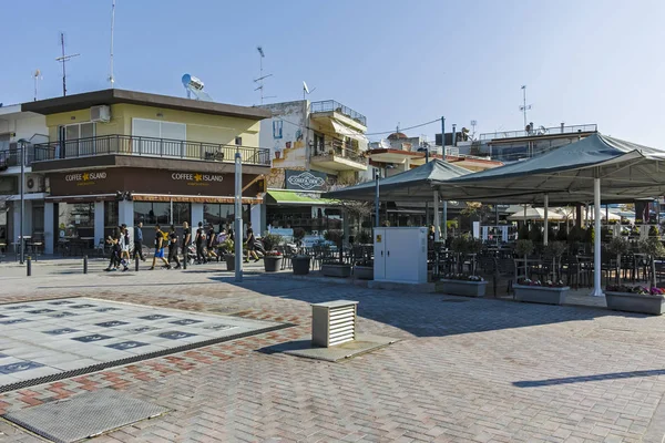 Nea Moudania Griekenland Maart 2019 Uitzicht Vanaf Coastal Street Town — Stockfoto