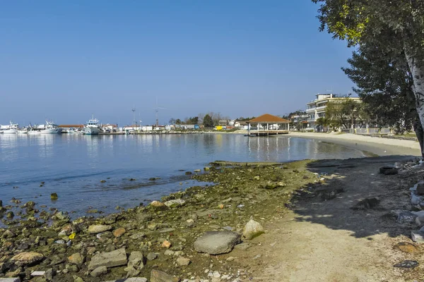 Nea Moudania Grecia Marzo 2019 Vista Desde Calle Costera Ciudad — Foto de Stock