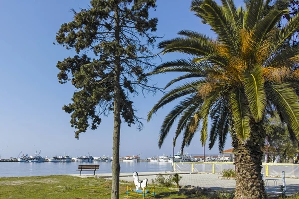 Nea Moudania Grecia Marzo 2019 Vista Desde Calle Costera Ciudad — Foto de Stock