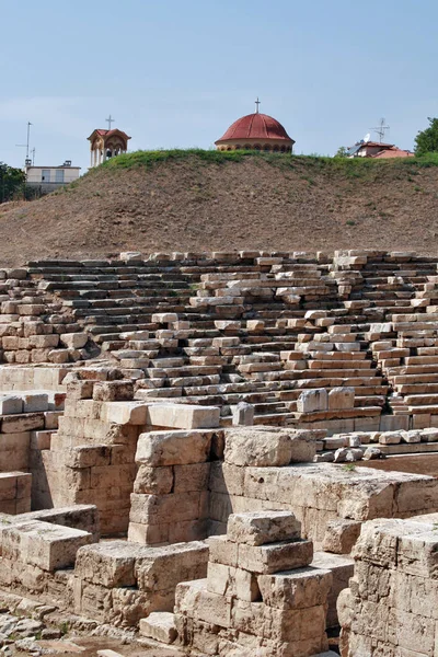 Larissa Grèce Septembre 2011 Amphithéâtre Antique Dans Zone Archéologique Larissa — Photo